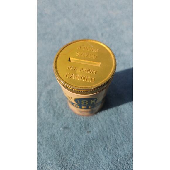 Vintage 18K Brand Tin coffee complimentary can piggy bank - Picture 2 of 4